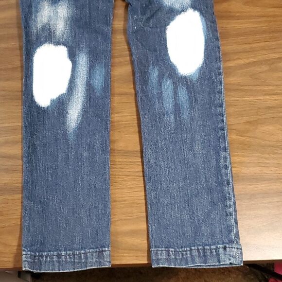Allen B by Allen Schwartz Bleach Dye Crystal Embellishments Destroyed Jeans Sz 8 - Picture 12 of 12